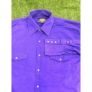 Rodeo Clothing Western Pearl Snap Shirt Men’s Sz L Purple Solid Long Sleeve